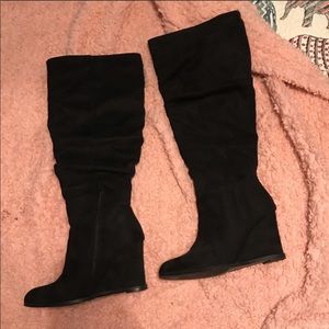 Black suede boots